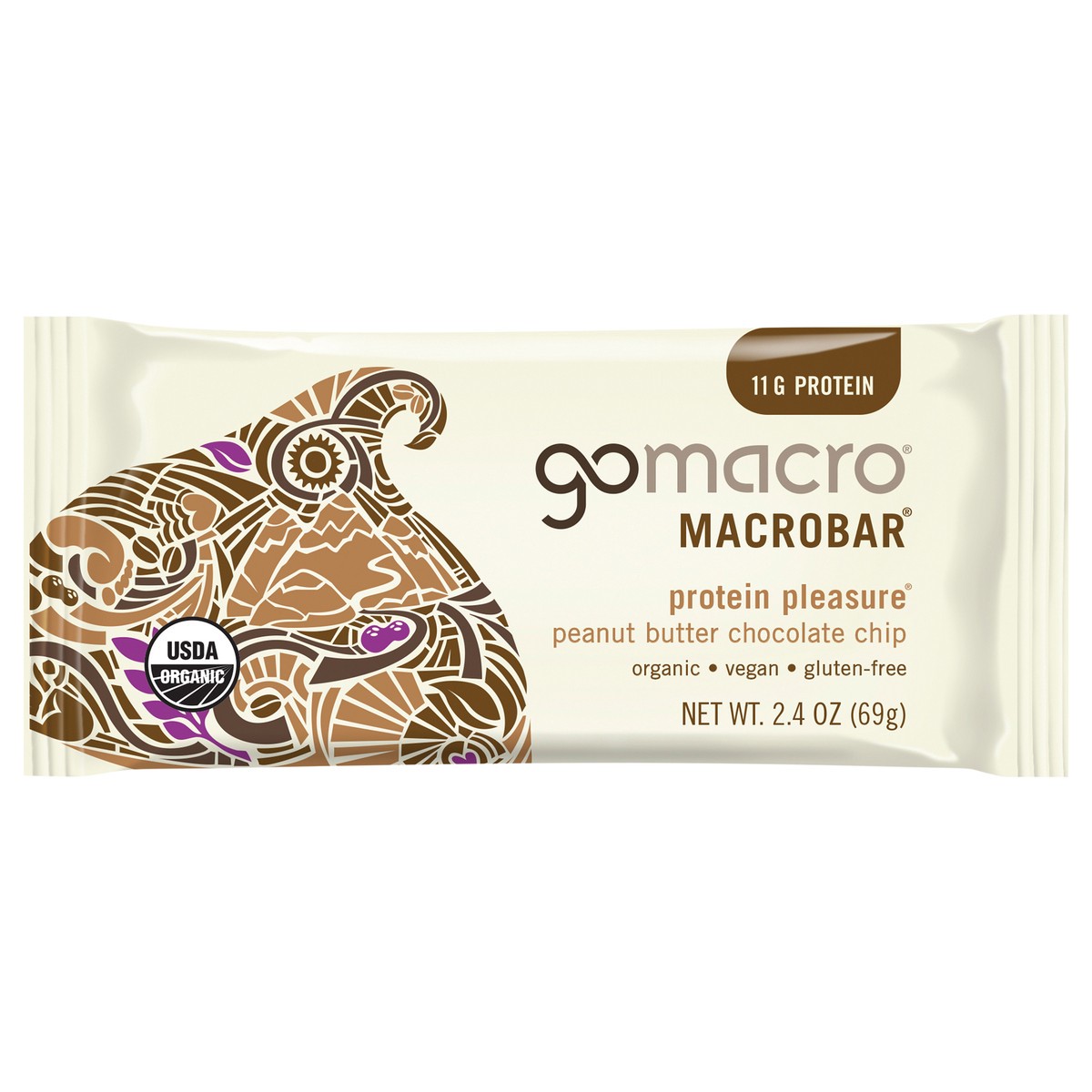 slide 1 of 1, GoMacro Organic Vegan Peanut Butter Chocolate Chip Macrobar, 2.4 oz