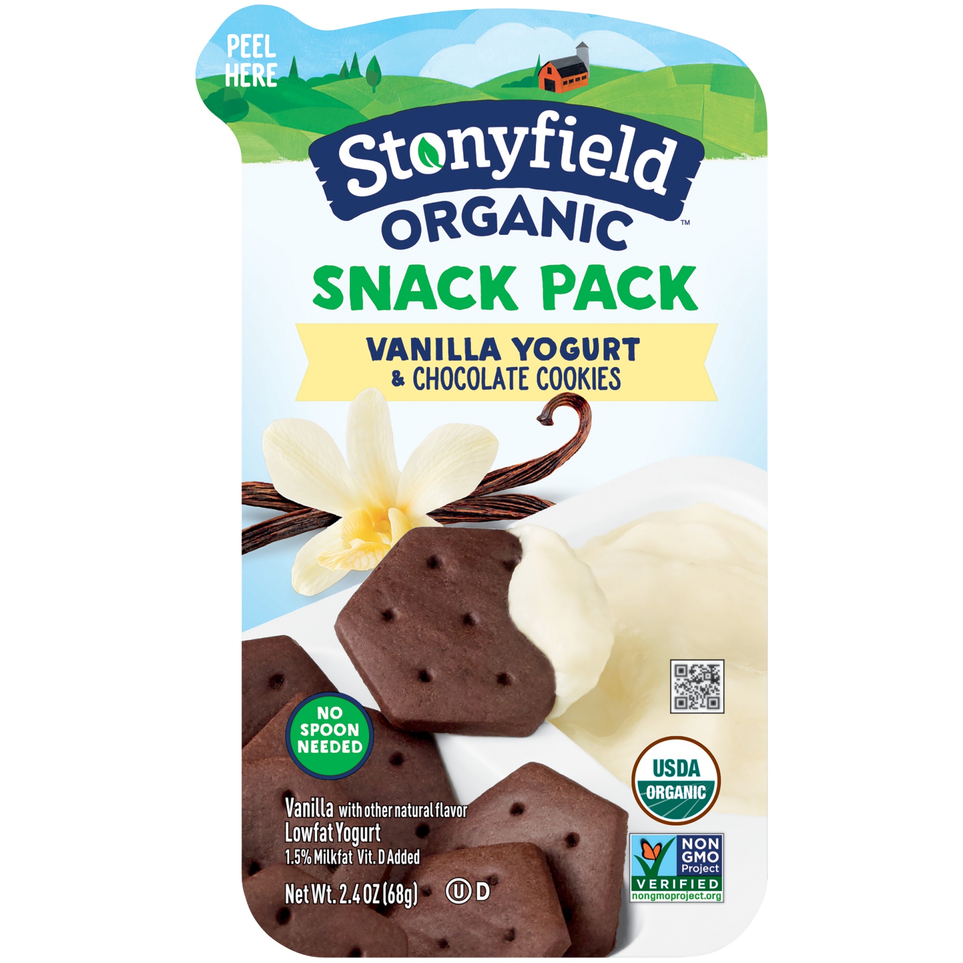 slide 1 of 8, Stonyfield Organic Vanilla Yogurt & Chocolate Cookies Snack Pack, 2.4 oz