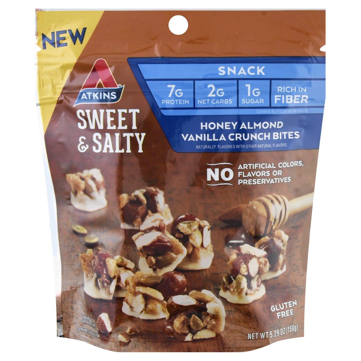 slide 13 of 13, Atkins Honey Almond Sweet & Salty Snack Bites, 5.29 oz