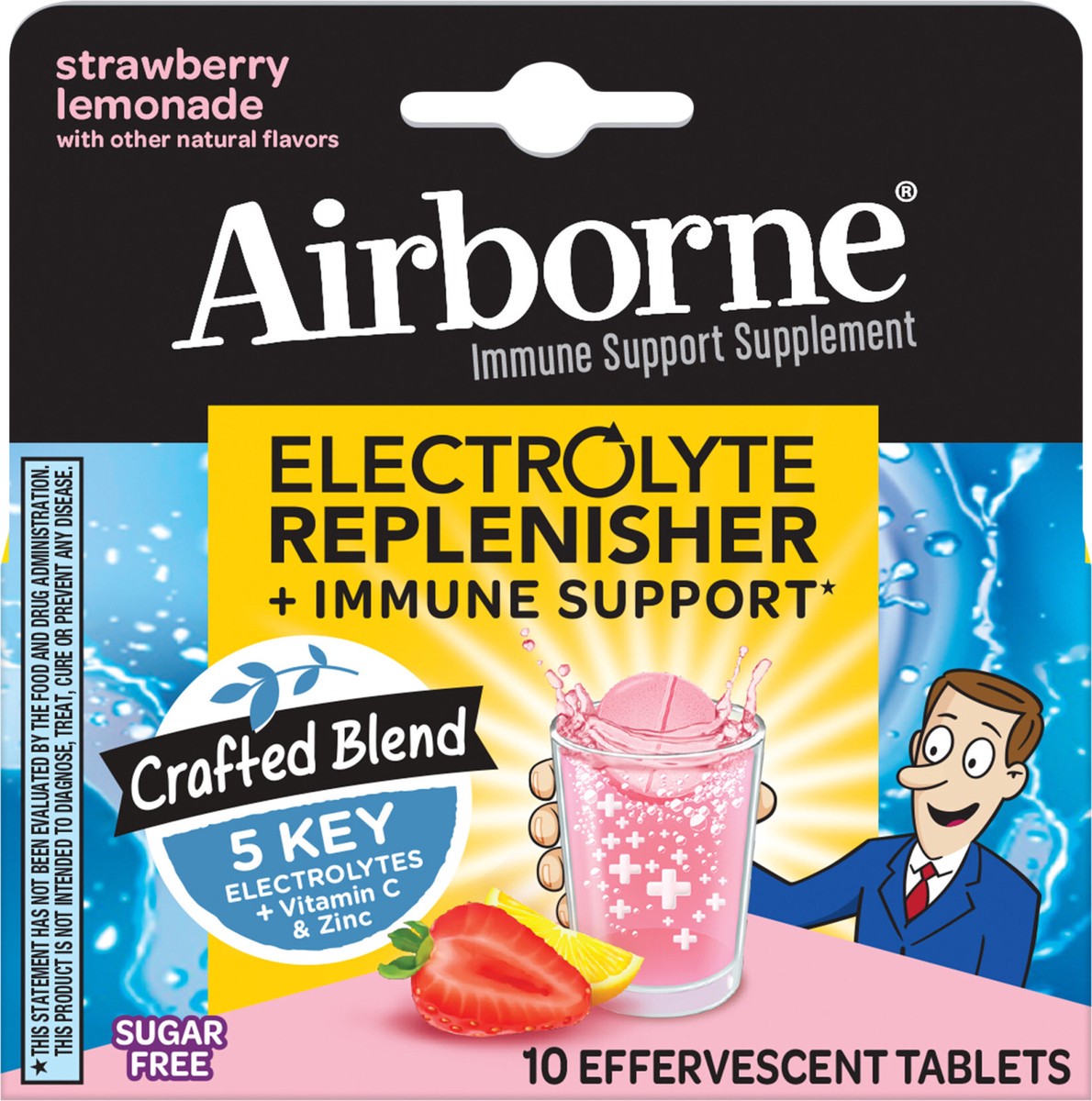 slide 2 of 2, AIRBORNE Effervescent Tablets - Electrolyte Replenisher - Strawberry Lemon 72/10 ct., 10 ct