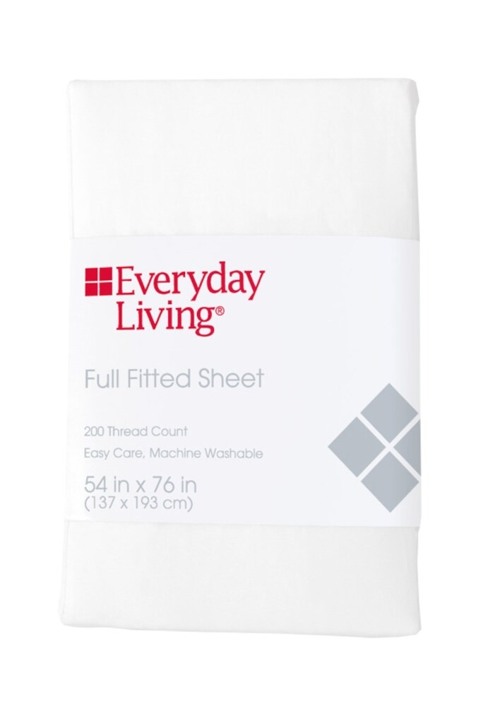 slide 1 of 1, Everyday Living 200 Thread Count Cotton/Polyester Fitted Sheet - Brite White, Full Size