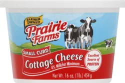 Prairie Farms Small Curd 4% Milkfat Minimum Cottage Cheese 16 oz