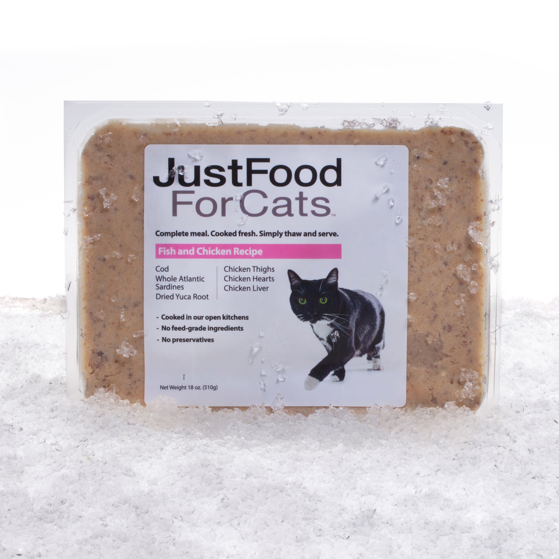 slide 1 of 1, JustFoodForDogs Daily Diets Fish & Chicken Frozen Cat Food, 18 oz., 18 oz