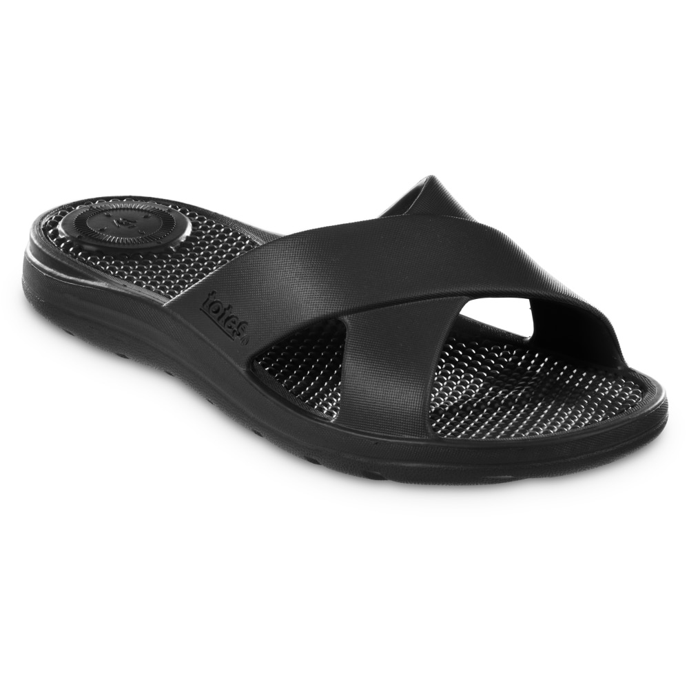 slide 1 of 1, Totes Ara Cross Slide Women's Sandals - Black, 6