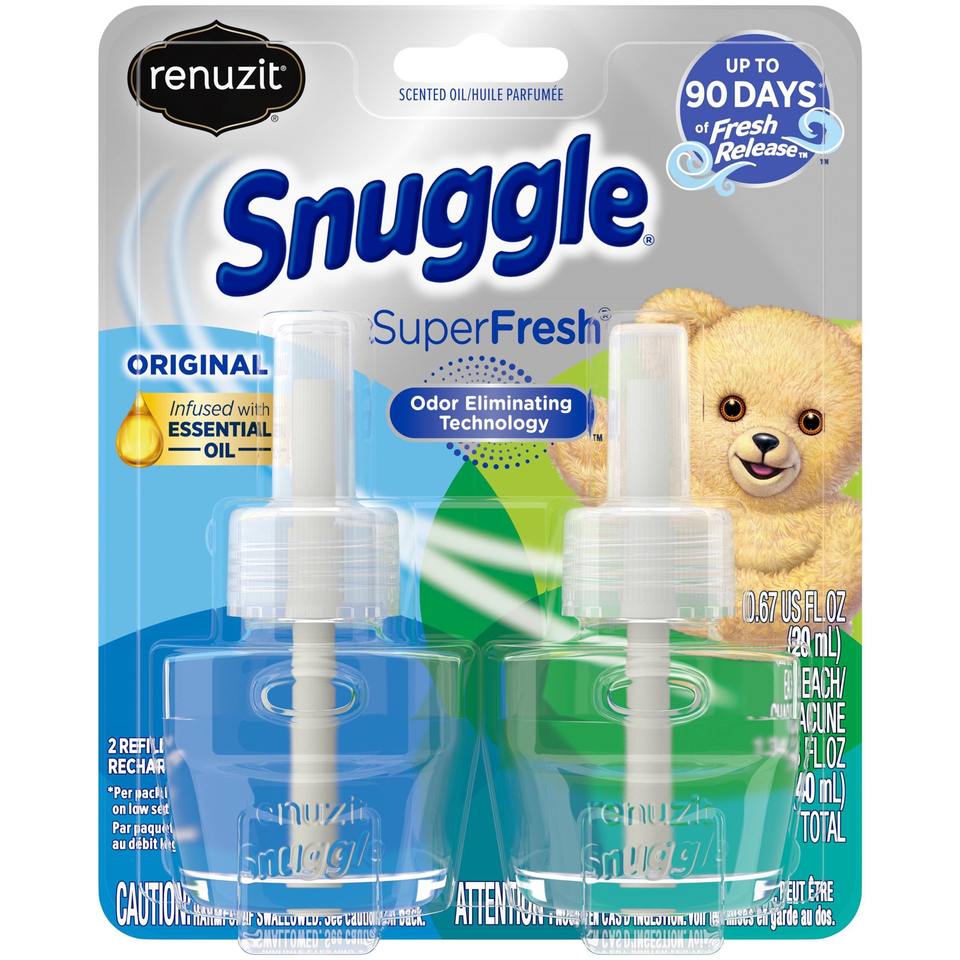 slide 1 of 7, Renuzit Snuggle Scented Oil Plugin Refills SuperFresh Original, 2 ct; 1.34 fl oz