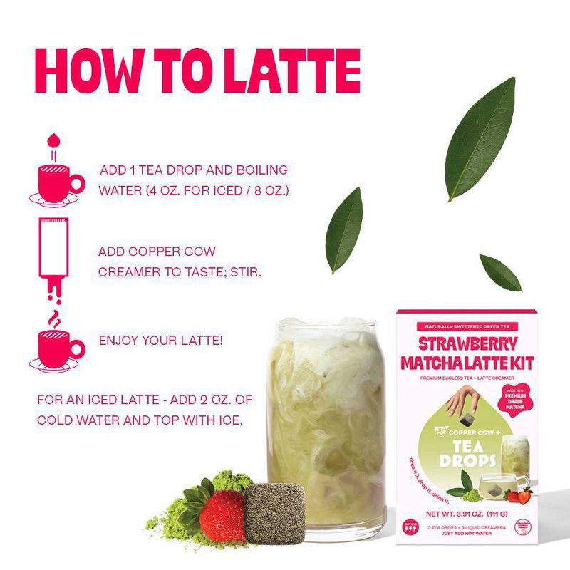 slide 12 of 16, Tea Drops Strawberry Matcha Latte Kit- 3.91 oz, 3.91 oz
