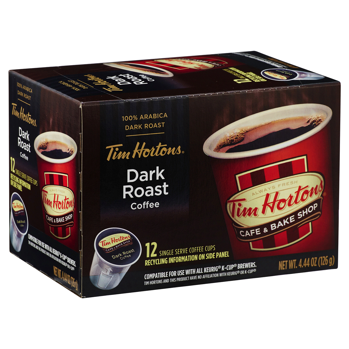 slide 4 of 7, Tim Hortons Dark Roast K-Cup Pods Coffee - 12 ct, 12 ct