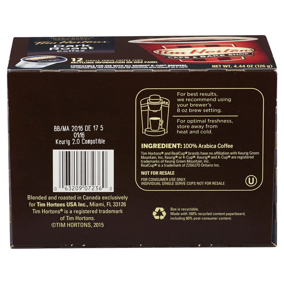 slide 7 of 7, Tim Hortons Dark Roast K-Cup Pods Coffee - 12 ct, 12 ct