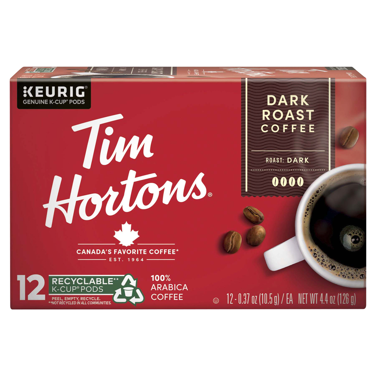 slide 1 of 7, Tim Hortons Dark Roast K-Cup Pods Coffee - 12 ct, 12 ct