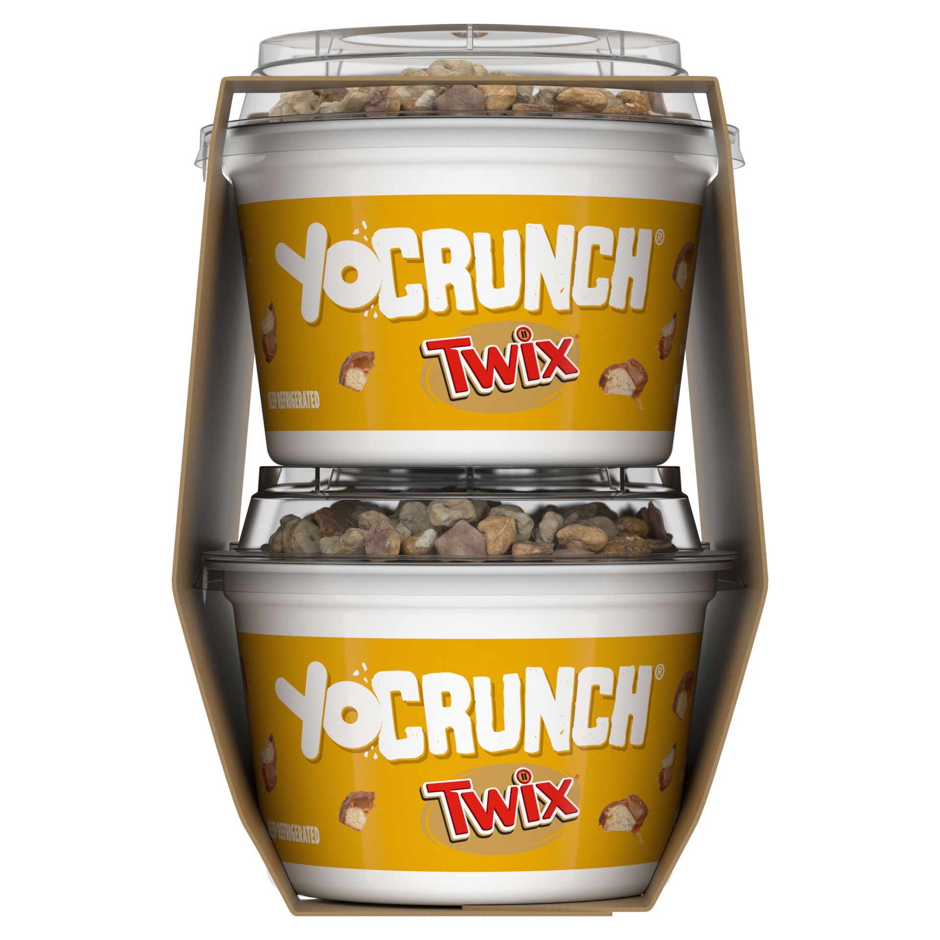 slide 2 of 5, YoCrunch Low Fat Vanilla Yogurt with Twix Candy Pieces, 4 oz., 4 Pack, 16 oz