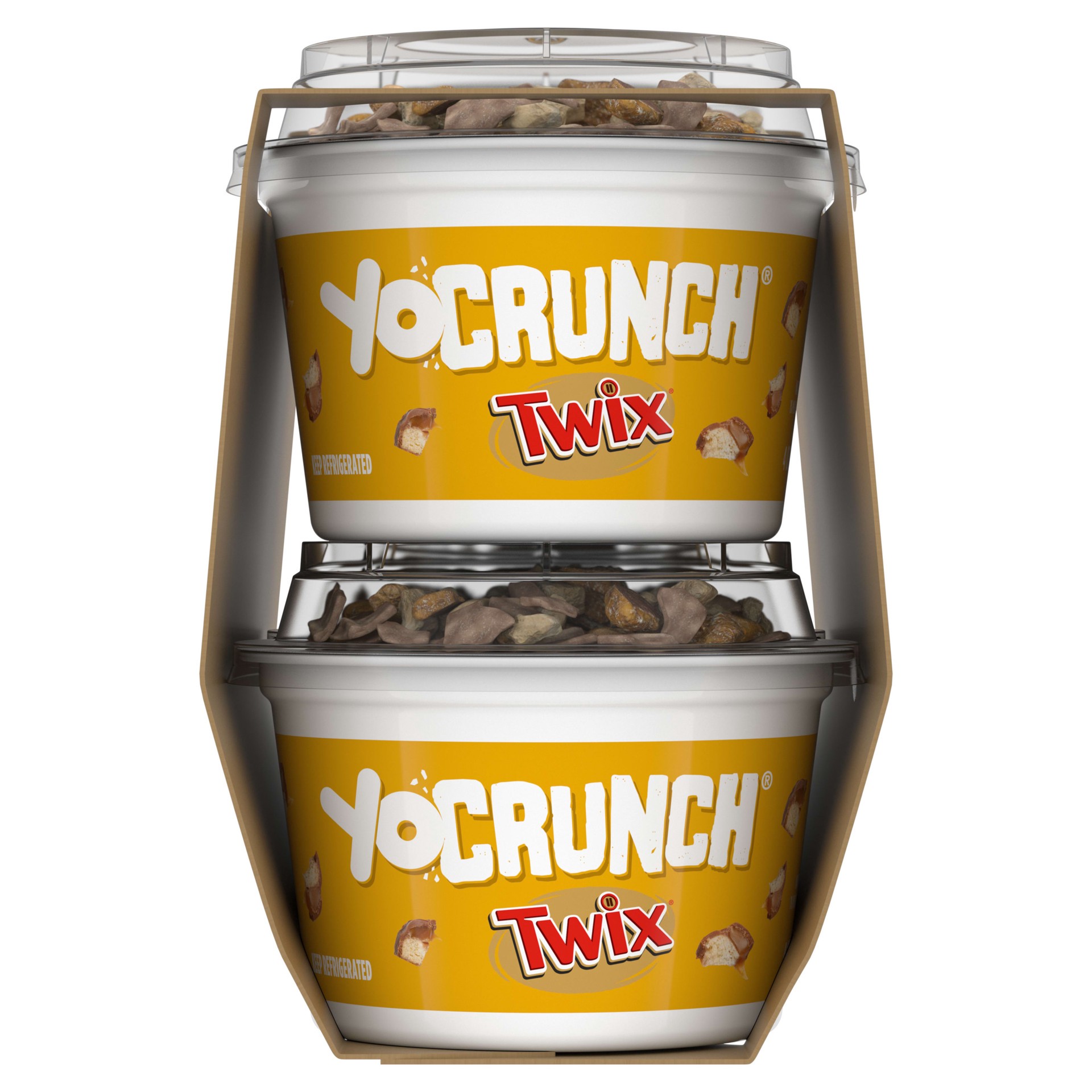 slide 3 of 5, YoCrunch Low Fat Vanilla Yogurt with Twix Candy Pieces, 4 oz., 4 Pack, 4 oz