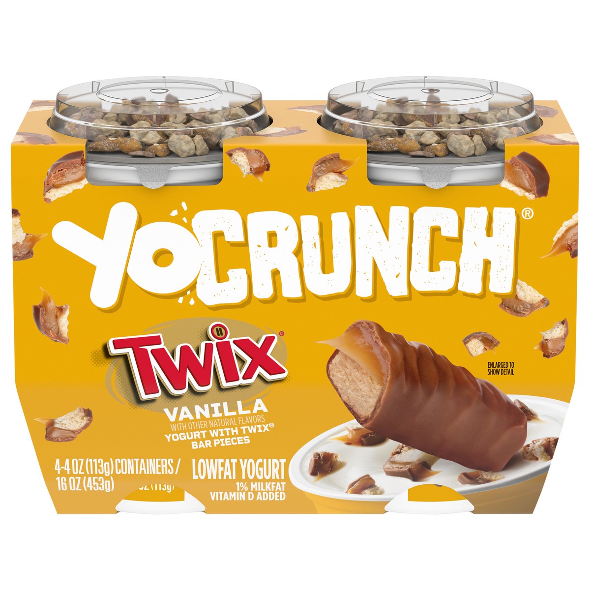 slide 1 of 5, YoCrunch Vanilla Low Fat Yogurt with TWIX(R) Candy Pieces, 4 Ct, 4 OZ Yogurt Cups, 4 ct