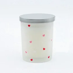 HD Designs Frosted Jar Candle with Hearts - White