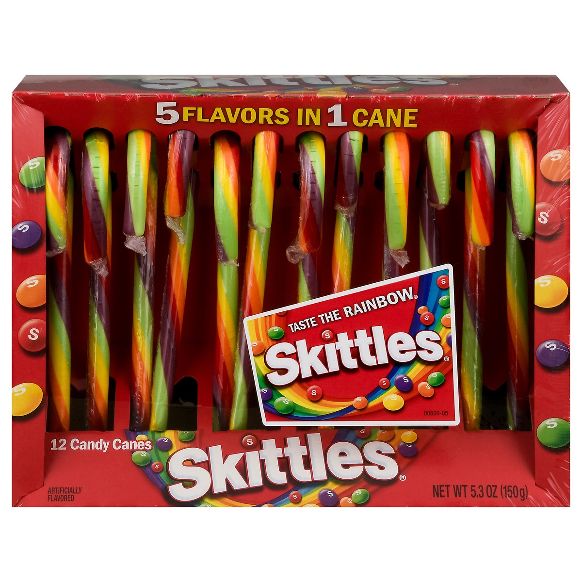 slide 1 of 12, Skittles Candy Canes 12 ea, 12 ct