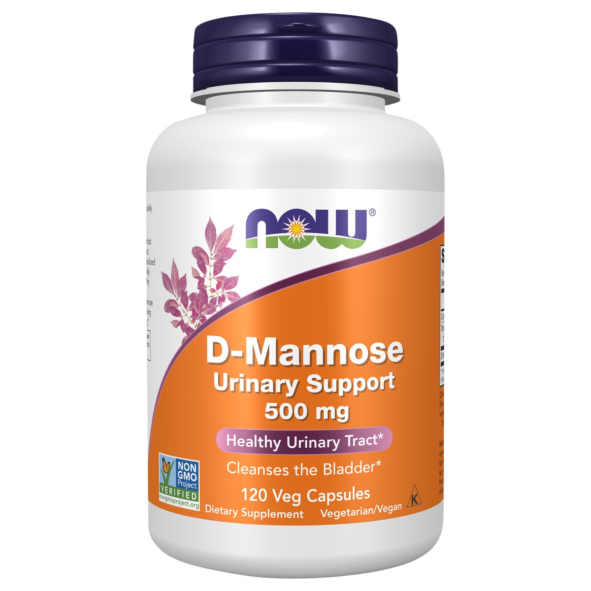 slide 1 of 4, NOW D-Mannose 500 mg - 120 Veg Capsules, 120 ct