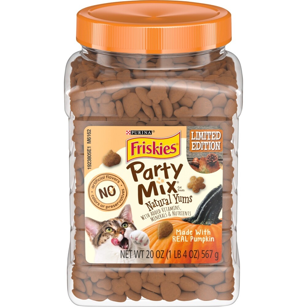 slide 1 of 1, Friskies Party Mix Pumpkin Cat Treats, 20 oz