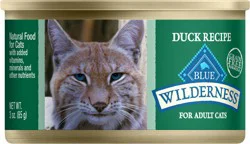 Blue Buffalo Wilderness High Protein Grain Free, Natural Adult Pate Wet Cat Food, Duck 3-oz Can