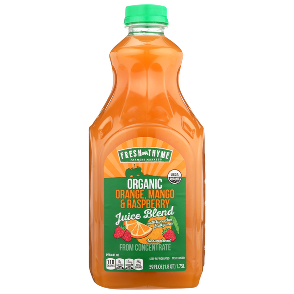 slide 1 of 1, Fresh Thyme Farmers Market Organic Orange, Mango & Raspberry Juice Blend, 59 fl oz