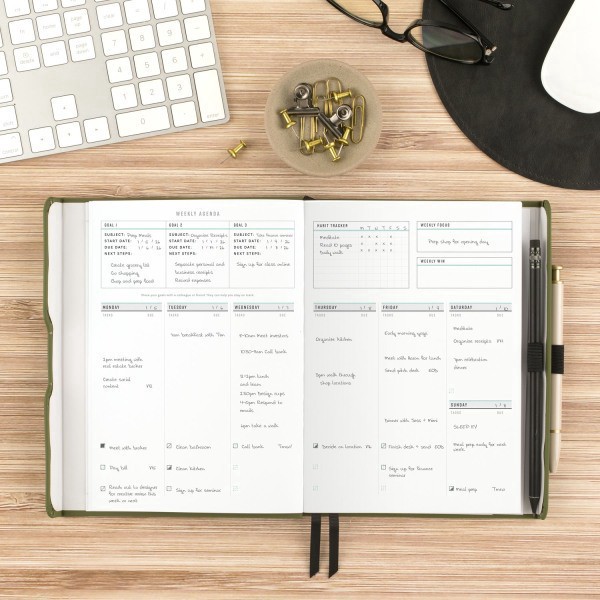 slide 3 of 10, Cambridge AT-A-GLANCE® FOUNDATION GOAL SETTING Undated Weekly Monthly Planner, Green, Small, 5 1/2"" x 8 1/2"", 1 ct