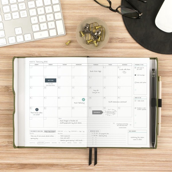 slide 2 of 10, Cambridge AT-A-GLANCE® FOUNDATION GOAL SETTING Undated Weekly Monthly Planner, Green, Small, 5 1/2"" x 8 1/2"", 1 ct