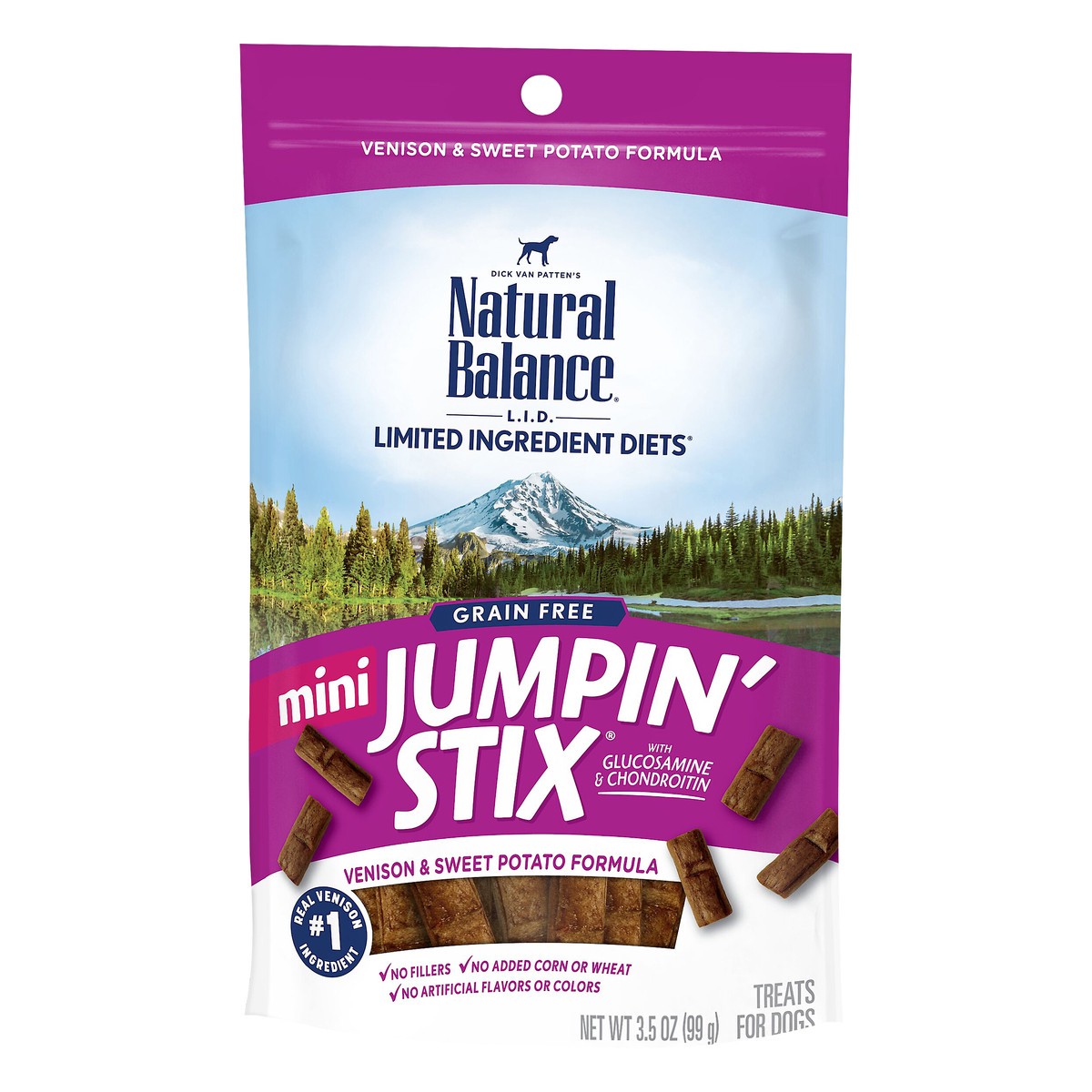 slide 4 of 8, Natural Balance L.I.D. Limited Ingredient Diets Mini Jumpin' Stix Grain Free Venison & Sweet Potato Formula Treats for Dogs 3.5 oz, 3.5 oz