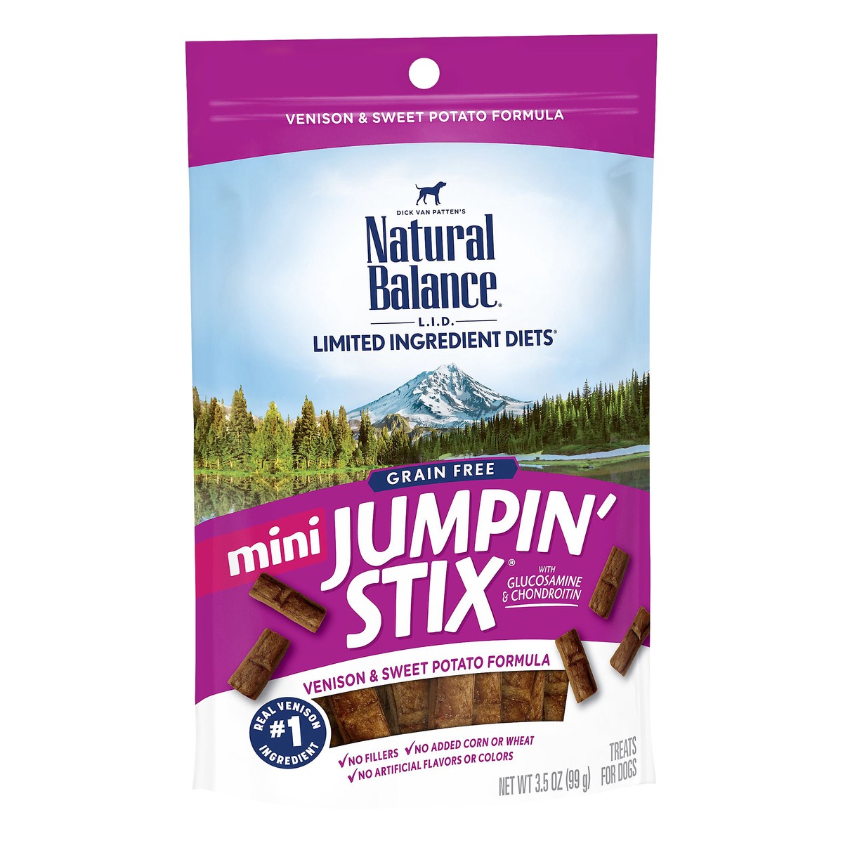 slide 3 of 8, Natural Balance L.I.D. Limited Ingredient Diets Mini Jumpin' Stix Grain Free Venison & Sweet Potato Formula Treats for Dogs 3.5 oz, 3.5 oz