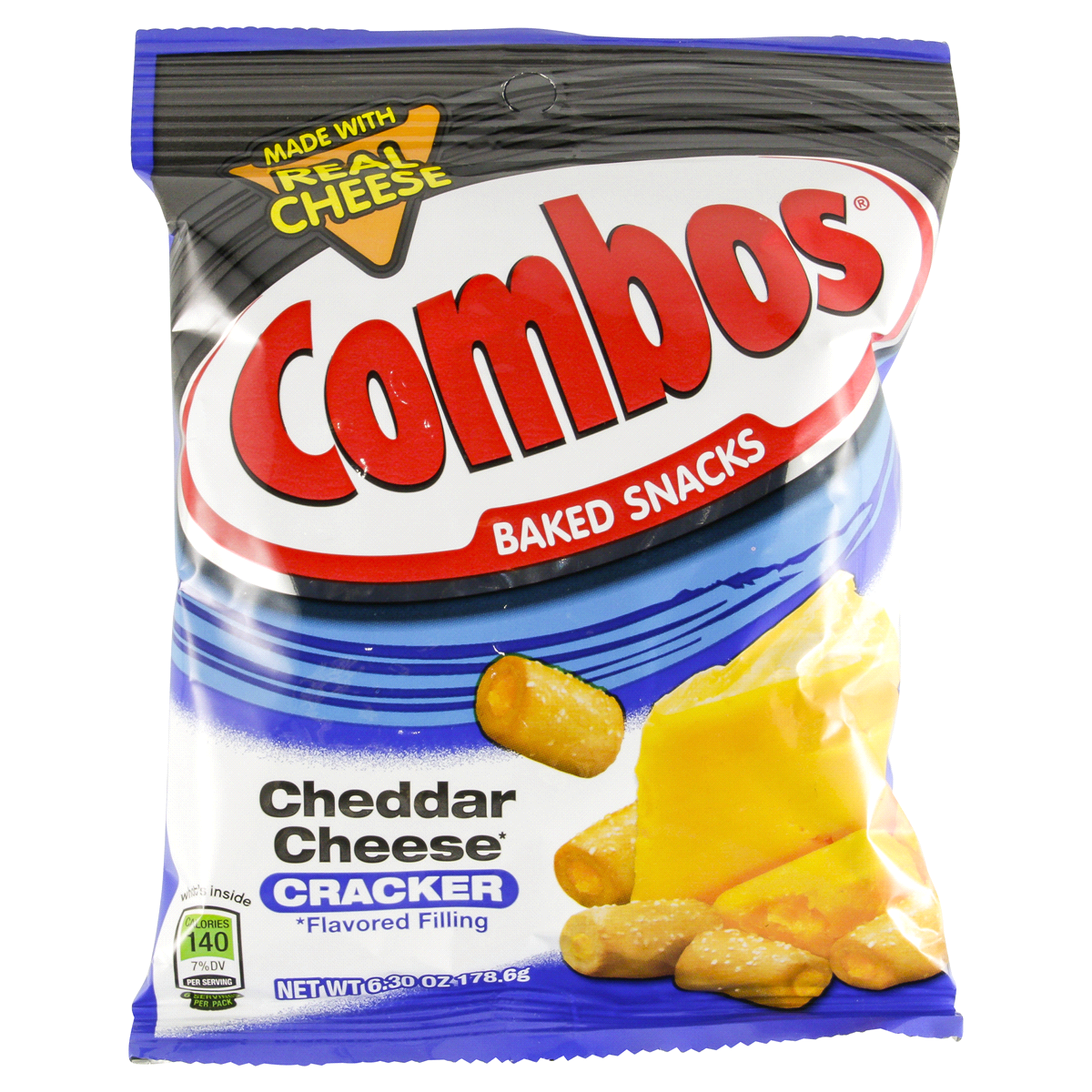 slide 1 of 7, COMBOS Baked Snacks Cheddar Cheese Cracker, 6.3 oz