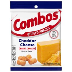 COMBOS Stuffed Snacks Cheddar Cheese Baked Cracker Snacks, 6.3 oz Bag