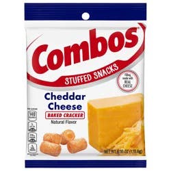 COMBOS Stuffed Snacks Cheddar Cheese Baked Cracker Snacks, 6.3 oz Bag