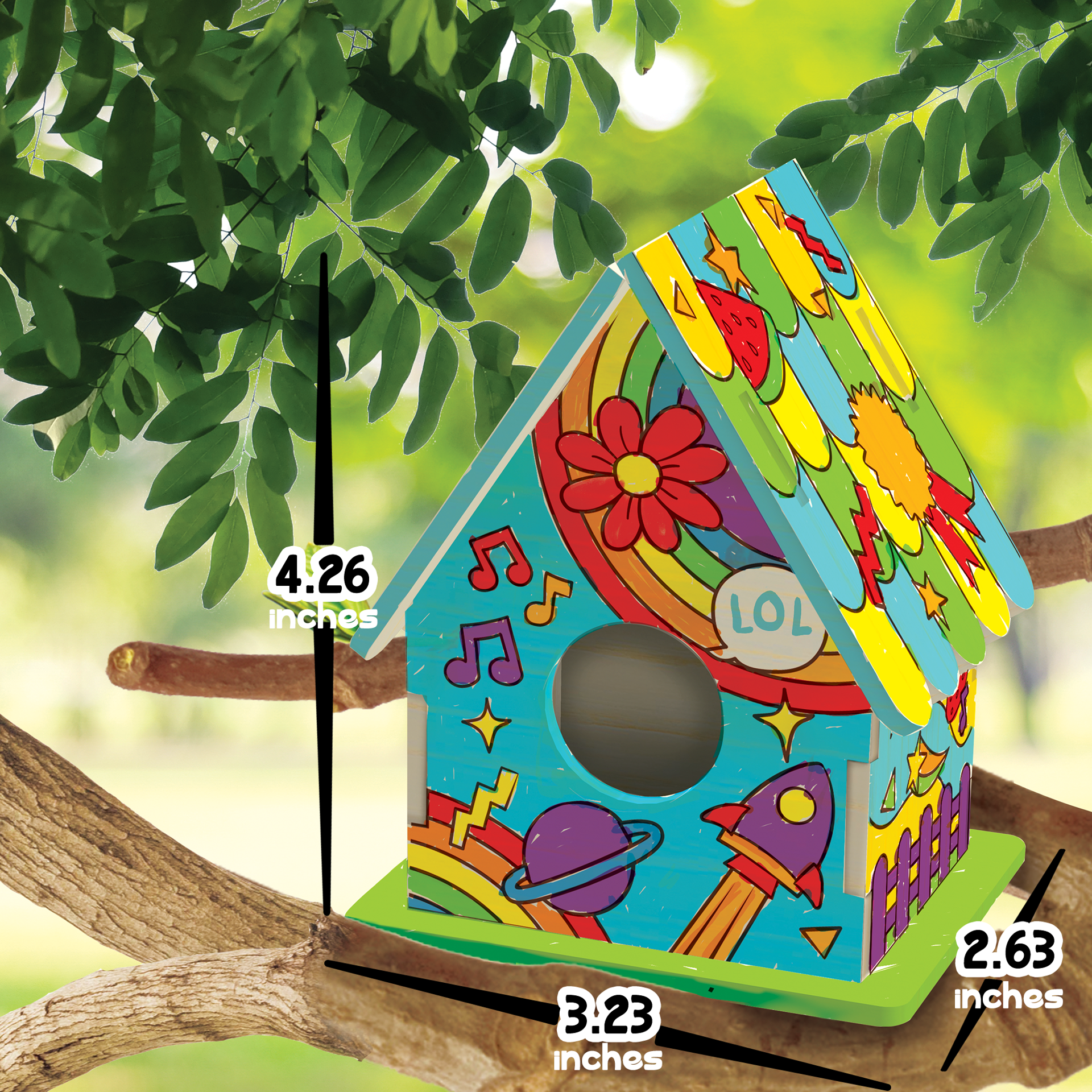 slide 5 of 6, Color Zone Doodle Birdhouse Kit, 4.26 in x 2.63 in x 3.23 in