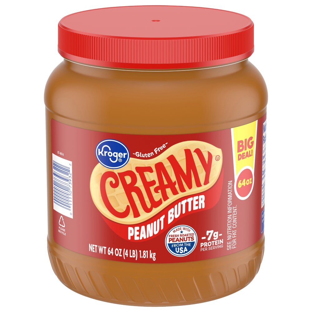 slide 1 of 2, Kroger Creamy Peanut Butter Gluten Free, 64 oz