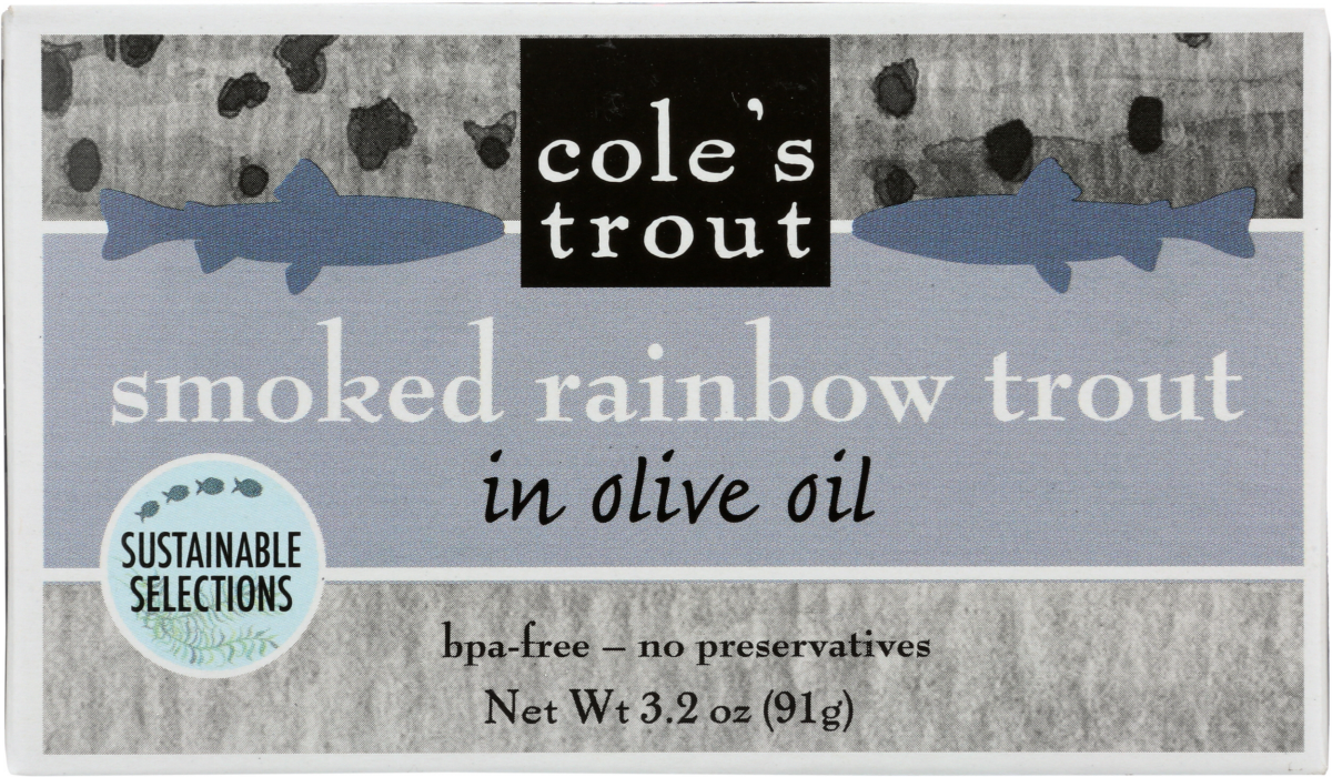 slide 1 of 4, Coles Trout In Olive Oil Smoked Rainbow Trout 3.2 oz, 3.2 oz