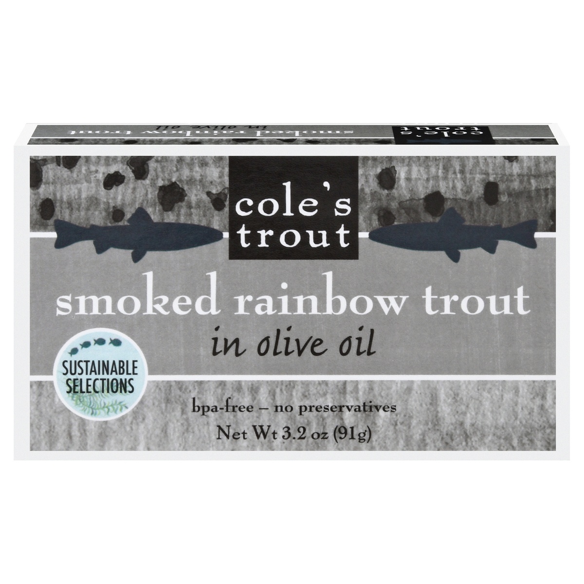 slide 1 of 1, Cole's Smoked Rainbow Trout, 3.2 oz