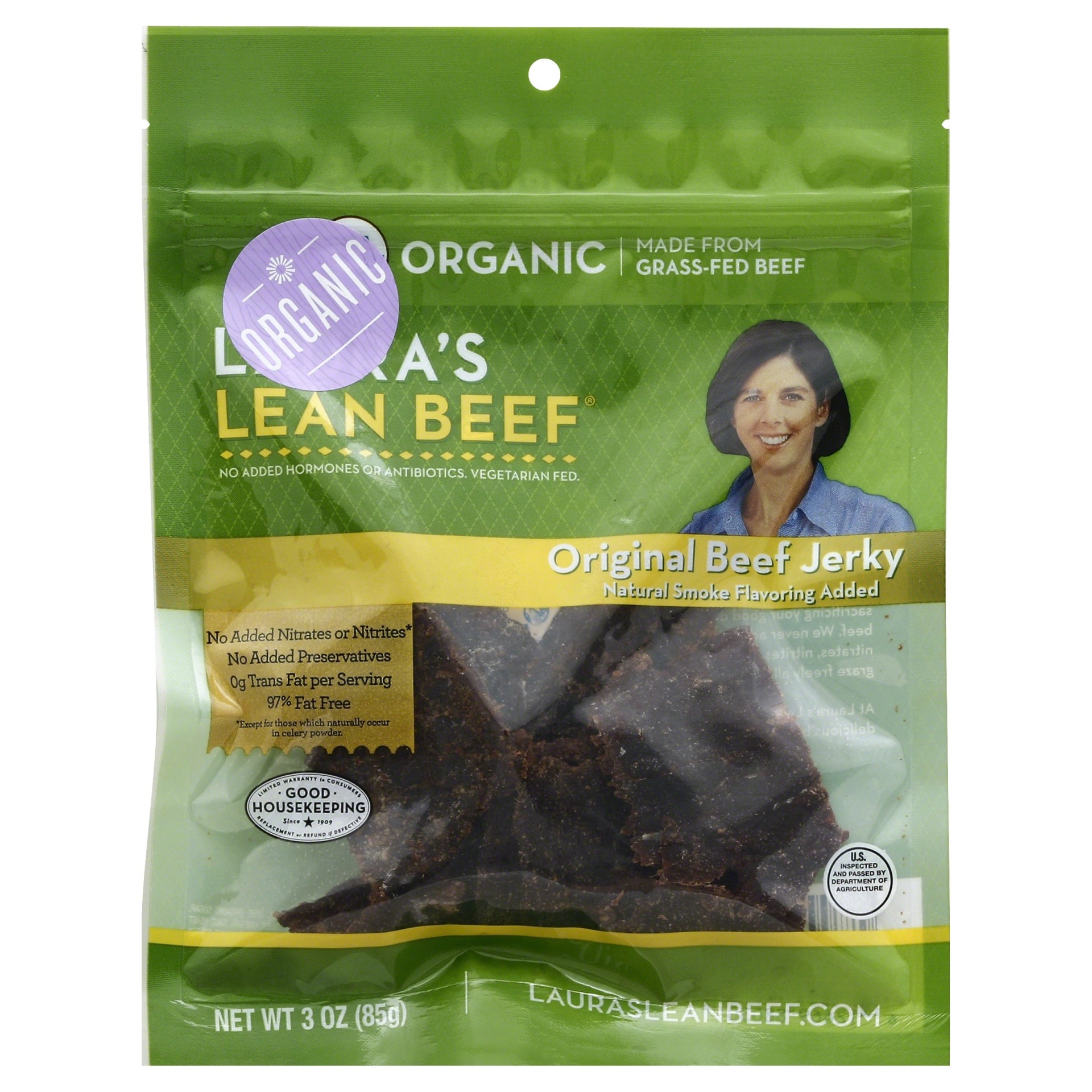 slide 1 of 8, Laura's Lean Beef Original Jerkey, 3 oz