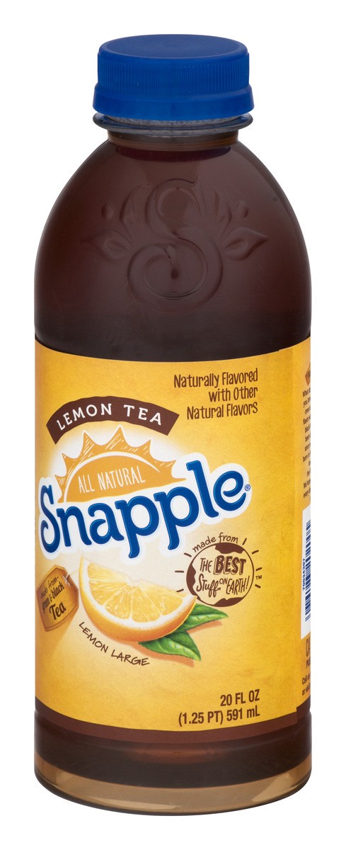 slide 4 of 9, Snapple Lemon Tea, 20 fl oz recycled plastic bottle, 20 fl oz