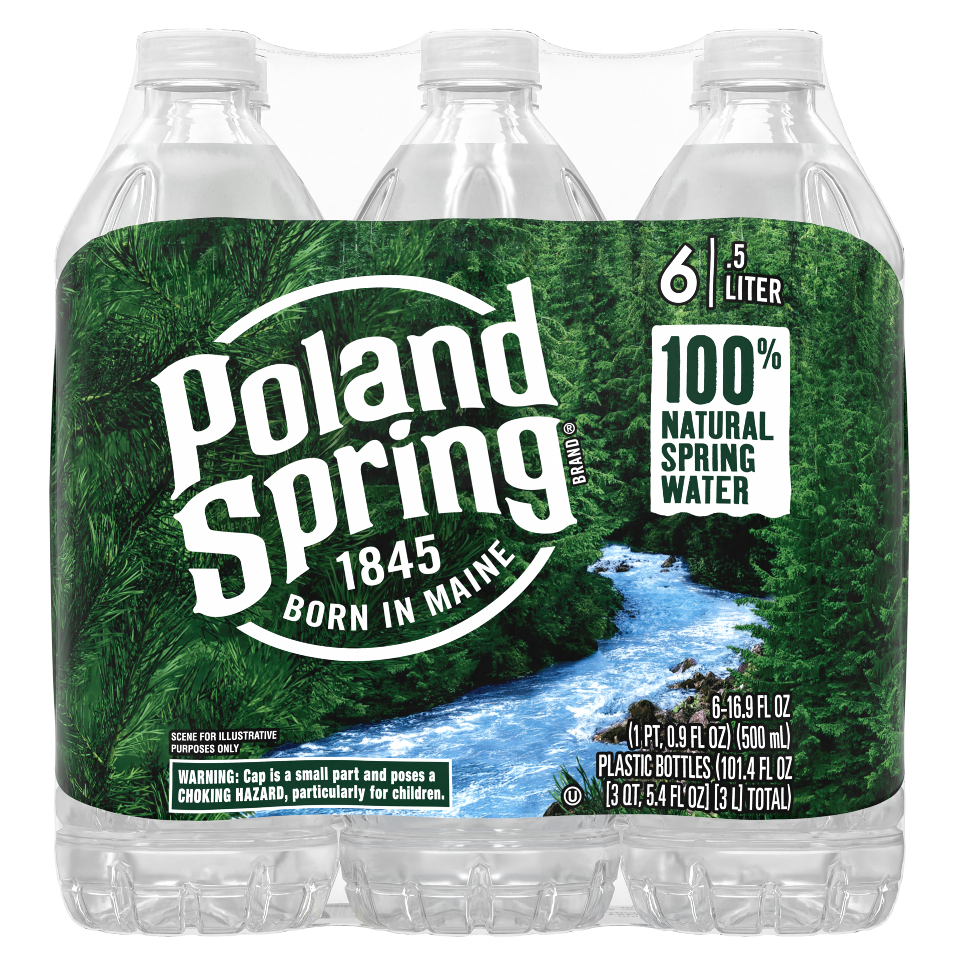 slide 3 of 5, POLAND SPRING Brand 100% Natural Spring Water, 16.9-ounce plastic bottles (Pack of 6), 16.9 fl oz