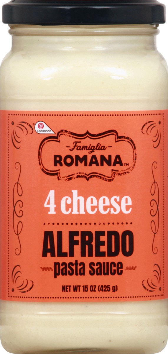 slide 1 of 9, Famiglia Romana Alfredo 4 Cheese Pasta Sauce 15 oz, 15 oz