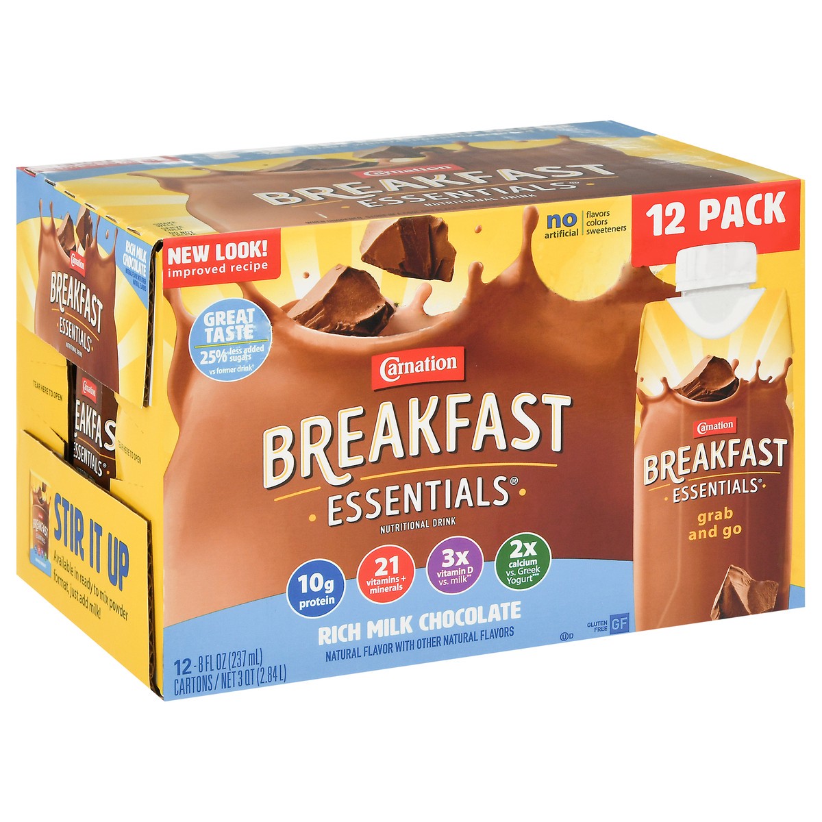 slide 13 of 15, Carnation Breakfast Essentials 12 Pack Rich Milk Chocolate Nutritional Drink 12 - 8 fl oz Cartons, 12 ct