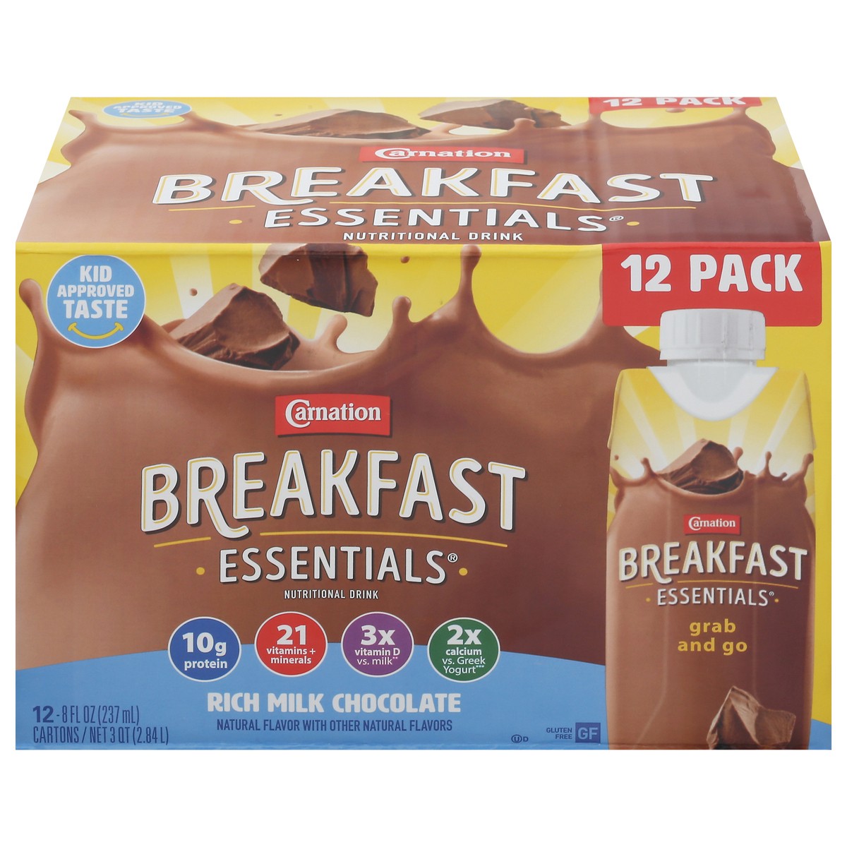slide 1 of 15, Carnation Breakfast Essentials 12 Pack Rich Milk Chocolate Nutritional Drink 12 - 8 fl oz Cartons, 12 ct