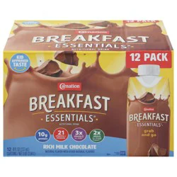 Carnation Breakfast Essentials 12 Pack Rich Milk Chocolate Nutritional Drink 12 - 8 fl oz Cartons
