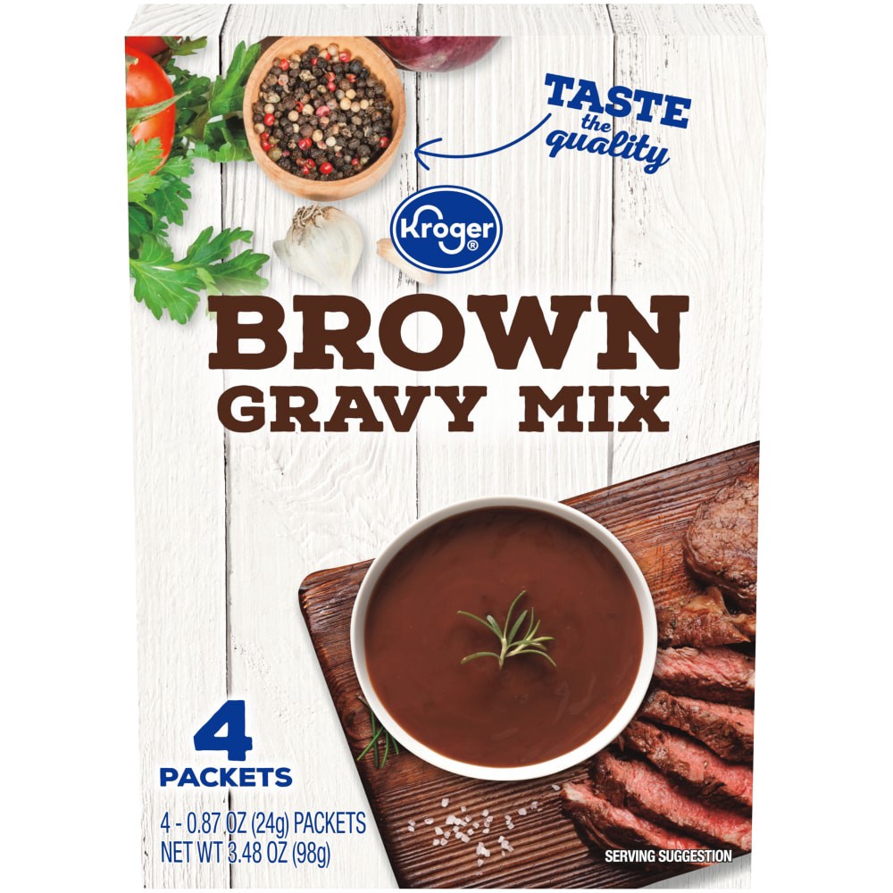 slide 1 of 3, Kroger Brown Gravy Mix, 4 ct; 0.87 oz