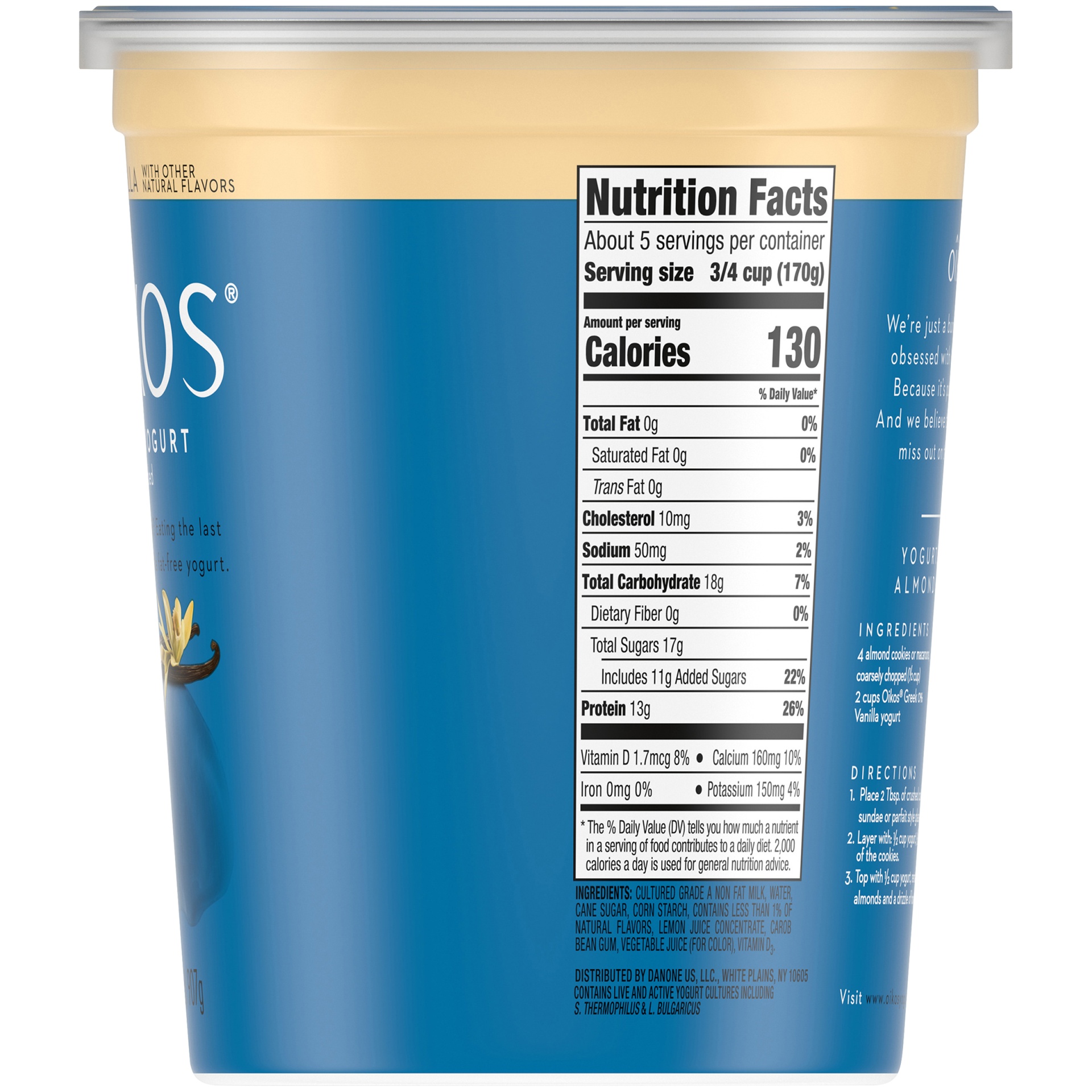 slide 2 of 5, Oikos Nonfat Vanilla Greek Yogurt, 32 oz