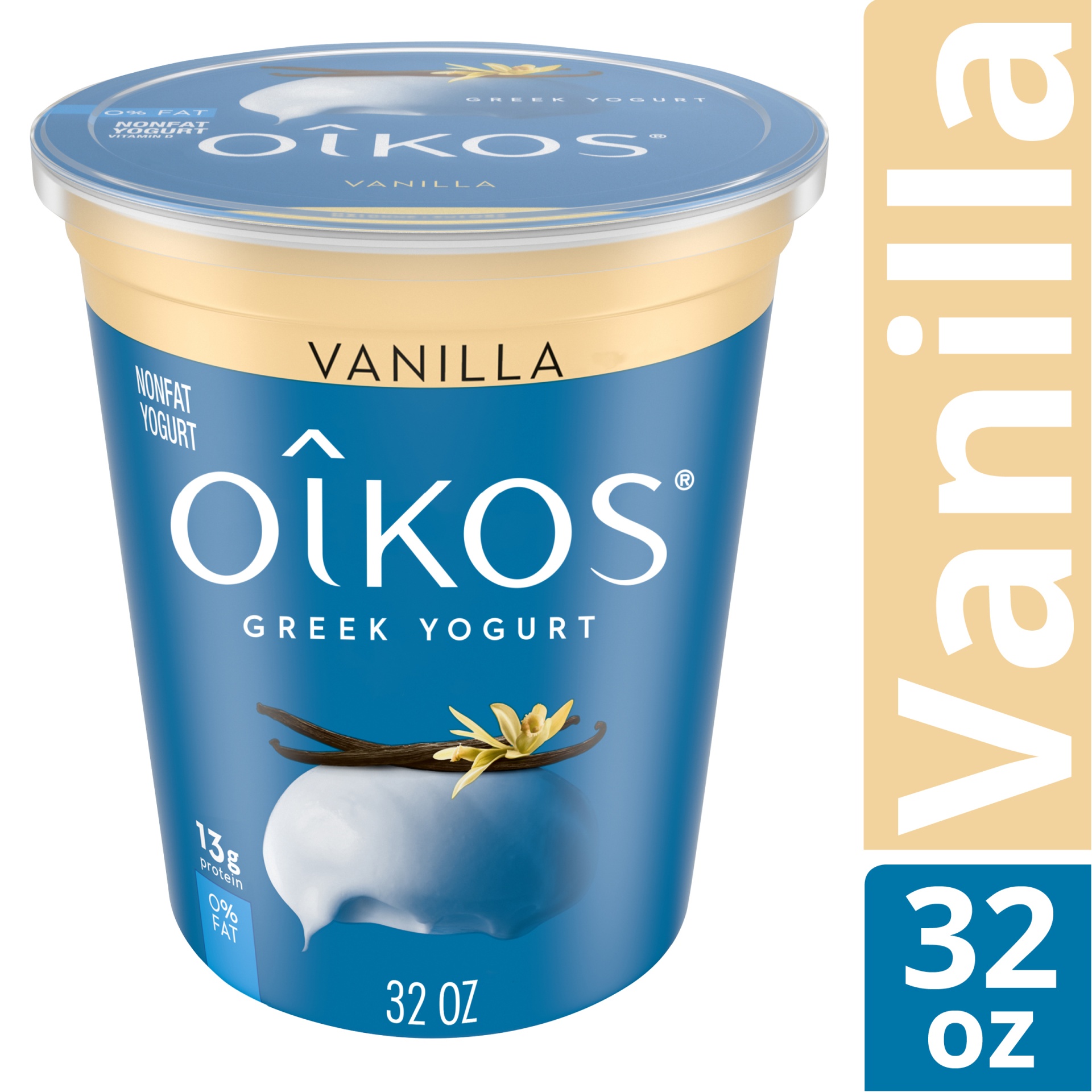 slide 1 of 5, Oikos Nonfat Vanilla Greek Yogurt, 32 oz