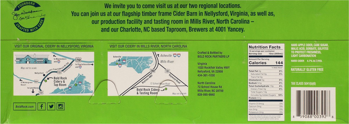 slide 8 of 9, Bold Rock Hard Apple Cider 15pk Can, 15 ct; 12 oz