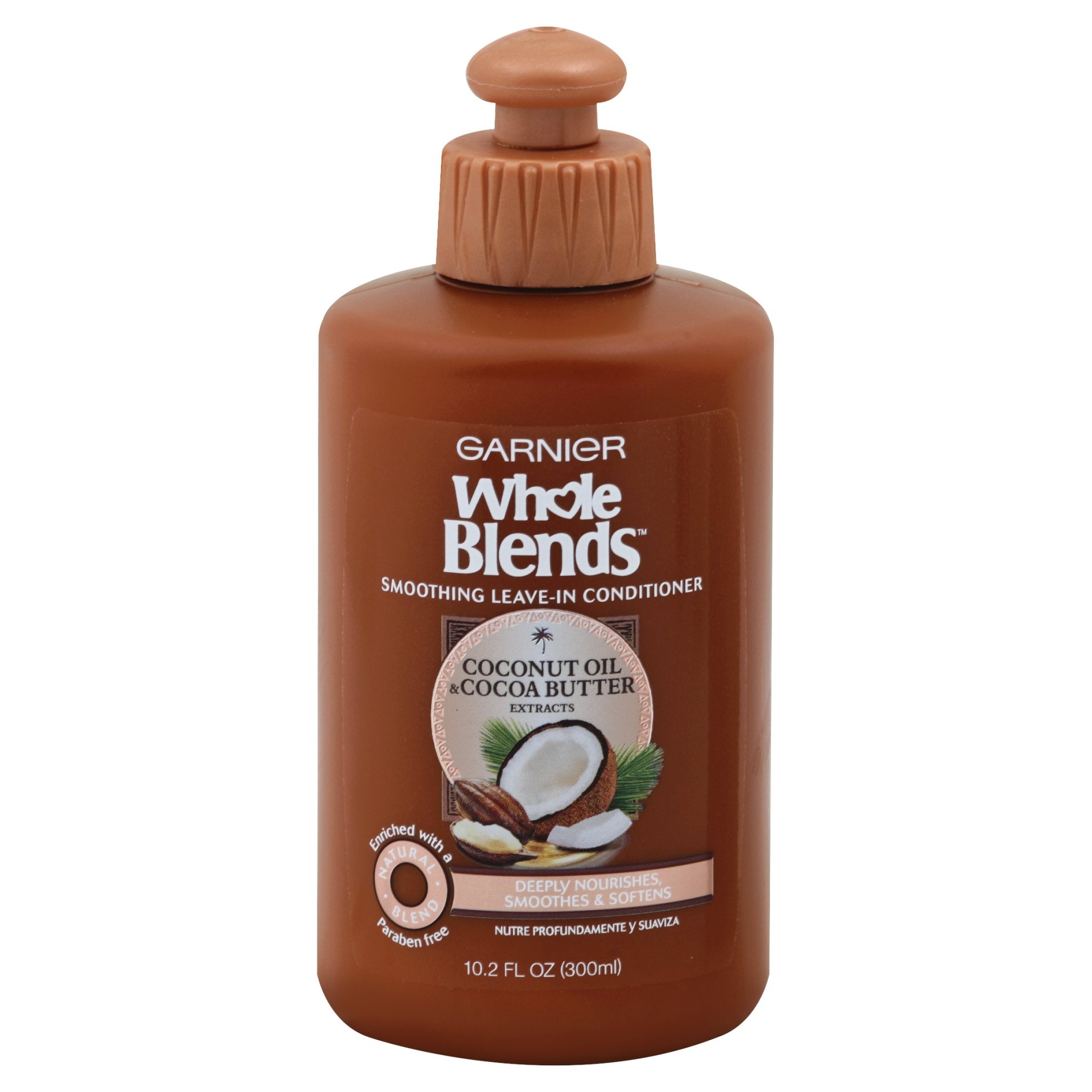 slide 1 of 1, Garnier Whole Blends Coconut Oil & Cocoa Butter Extracts Smoothing Leave In Conditioner, 10.2 fl oz