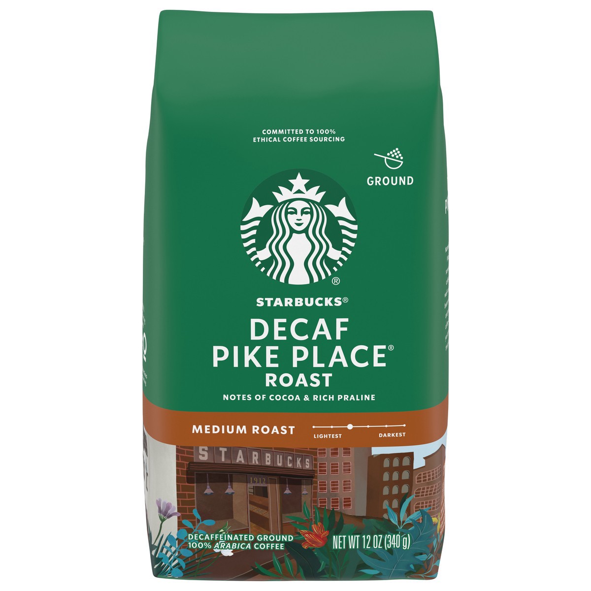 slide 1 of 9, Starbucks Decaf Pike Place Roast Ground Coffee, 12 oz