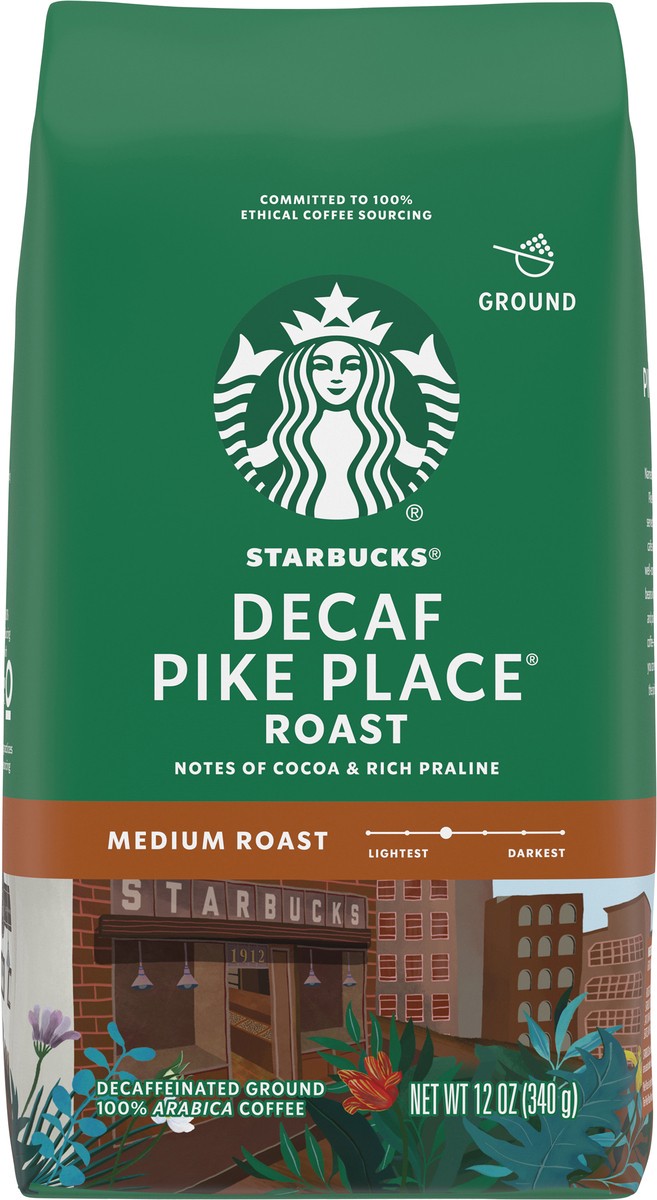 slide 6 of 9, Starbucks Decaf Pike Place Roast Ground Coffee, 12 oz