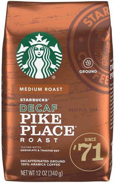 slide 1 of 9, Starbucks Ground Medium Roast Decaf Pike Place Roast Coffee 12 oz, 12 oz