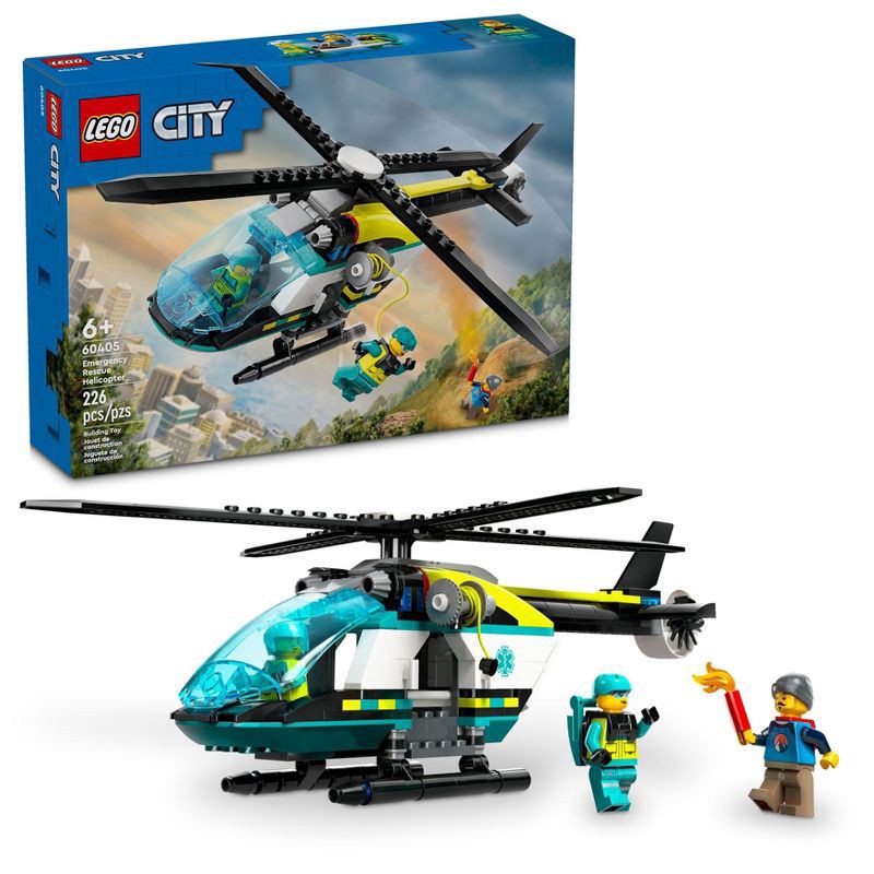 slide 1 of 6, LEGO City Emergency Rescue Helicopter Building Kit 60405, 226 ct
