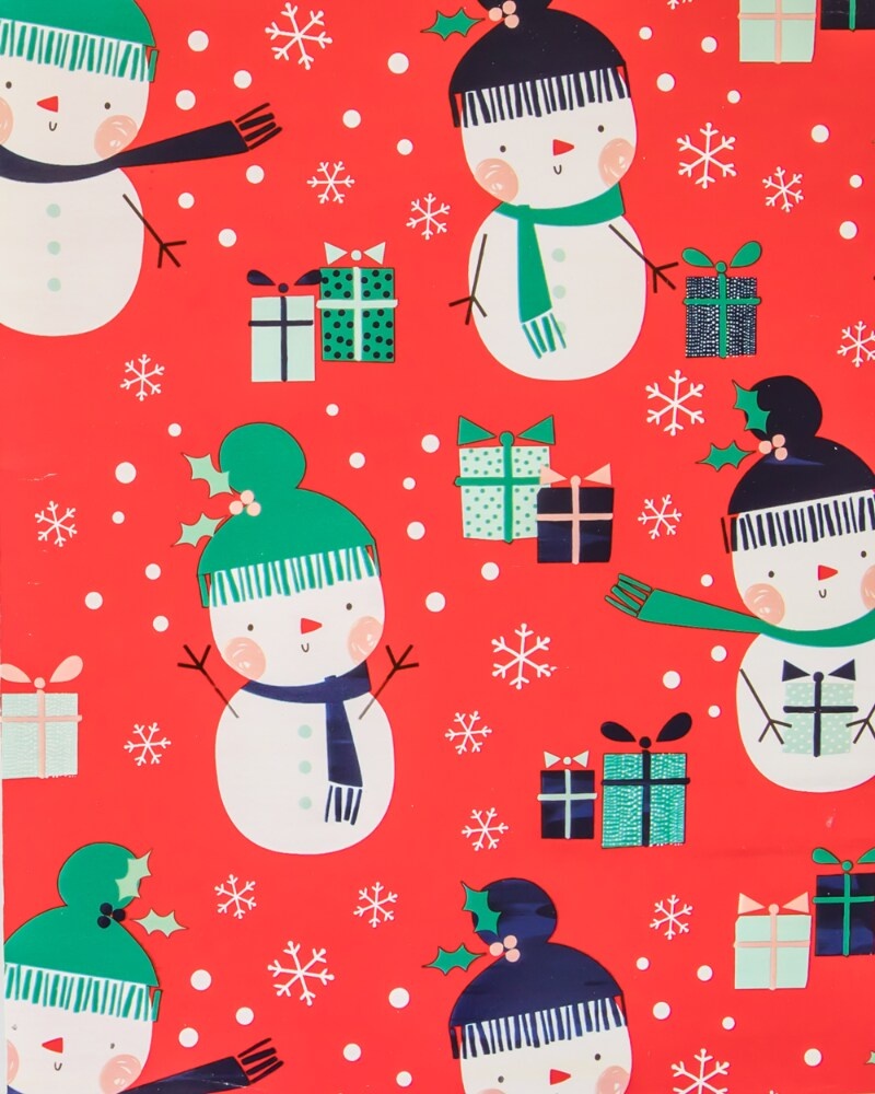 slide 1 of 1, Holiday Home Sweet Snowman Gift Wrap, 30 in